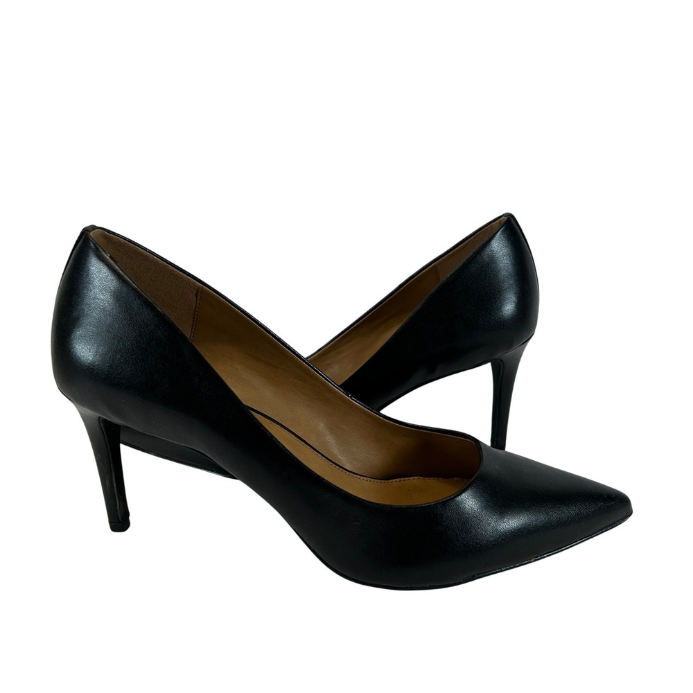 14th & Union Maty-PU Black Faux Leather Pointed Toe Stiletto Pumps Womens 13M